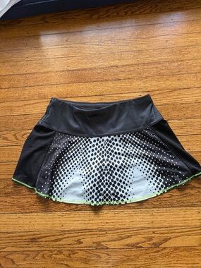 Lucky in Love Black and White Skater Skirt with Neon Green Trim